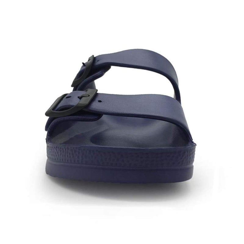 FUNKYMONKEY Men's Comfort Slides Double Buckle Adjustable EVA Flat Sandals (9 M US, Navy/SPK) - Image 3